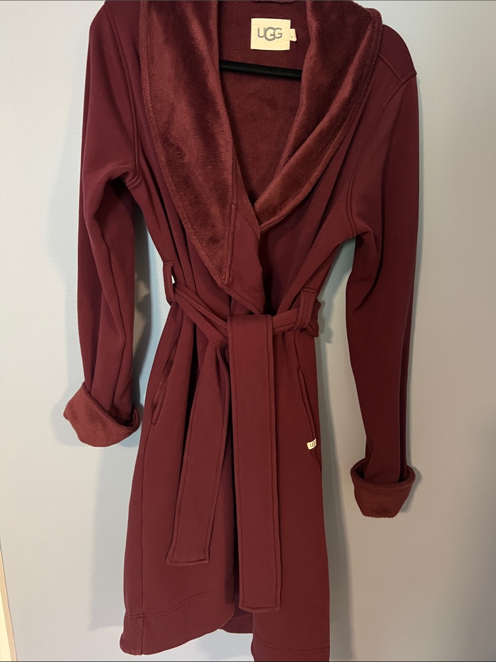 UGG Women's Deep Burgundy Plush-Lined Robe with Belt